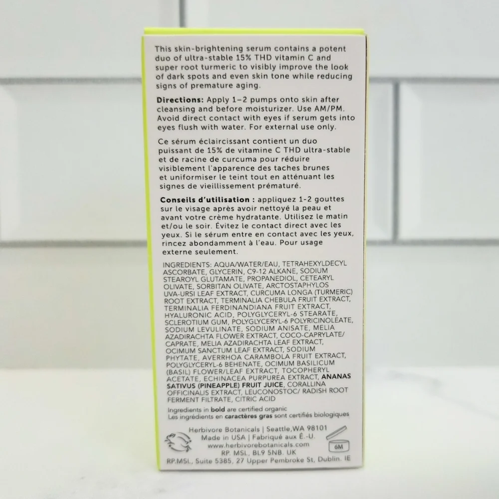 Herbivore NOVA 15% Vitamin C + Turmeric Brightening Serum